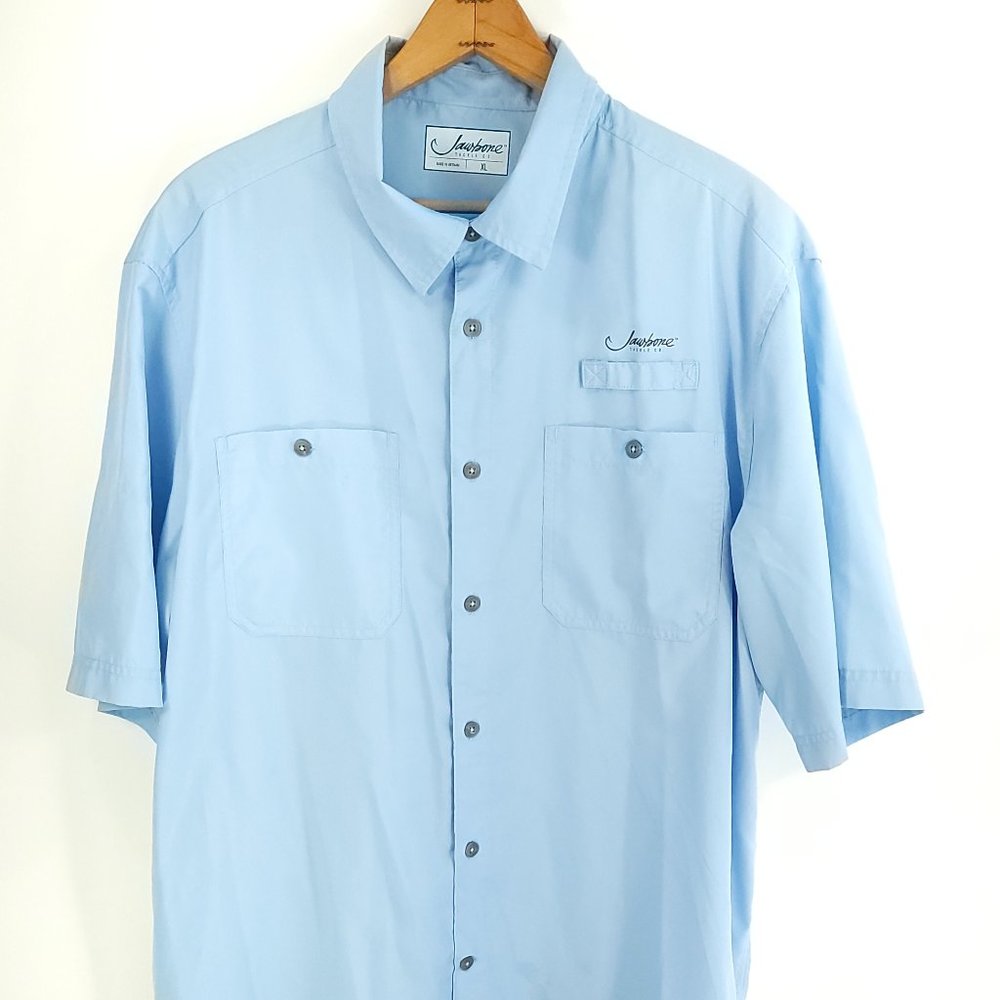 Jawbone Tackle Co Shirt Men's XL Blue Button Front Short Sleeve